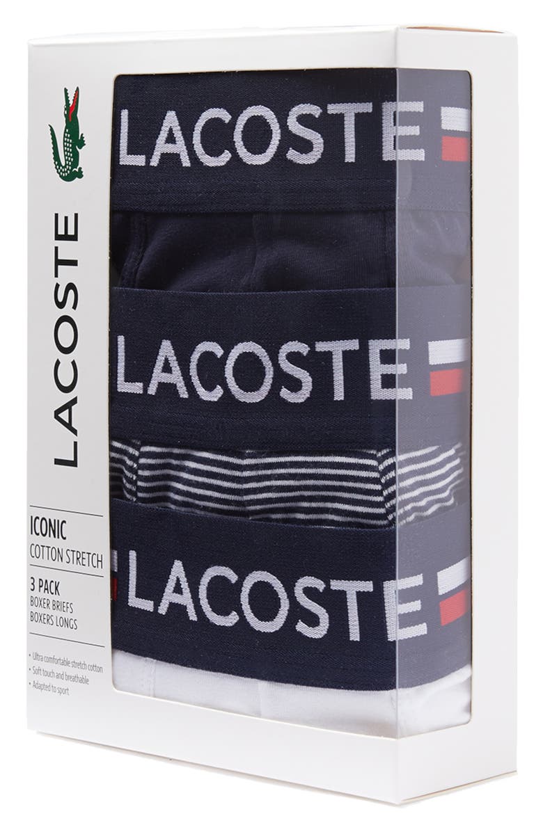 Lacoste Assorted 3-Pack Iconic Boxer Briefs, Alternate, color,