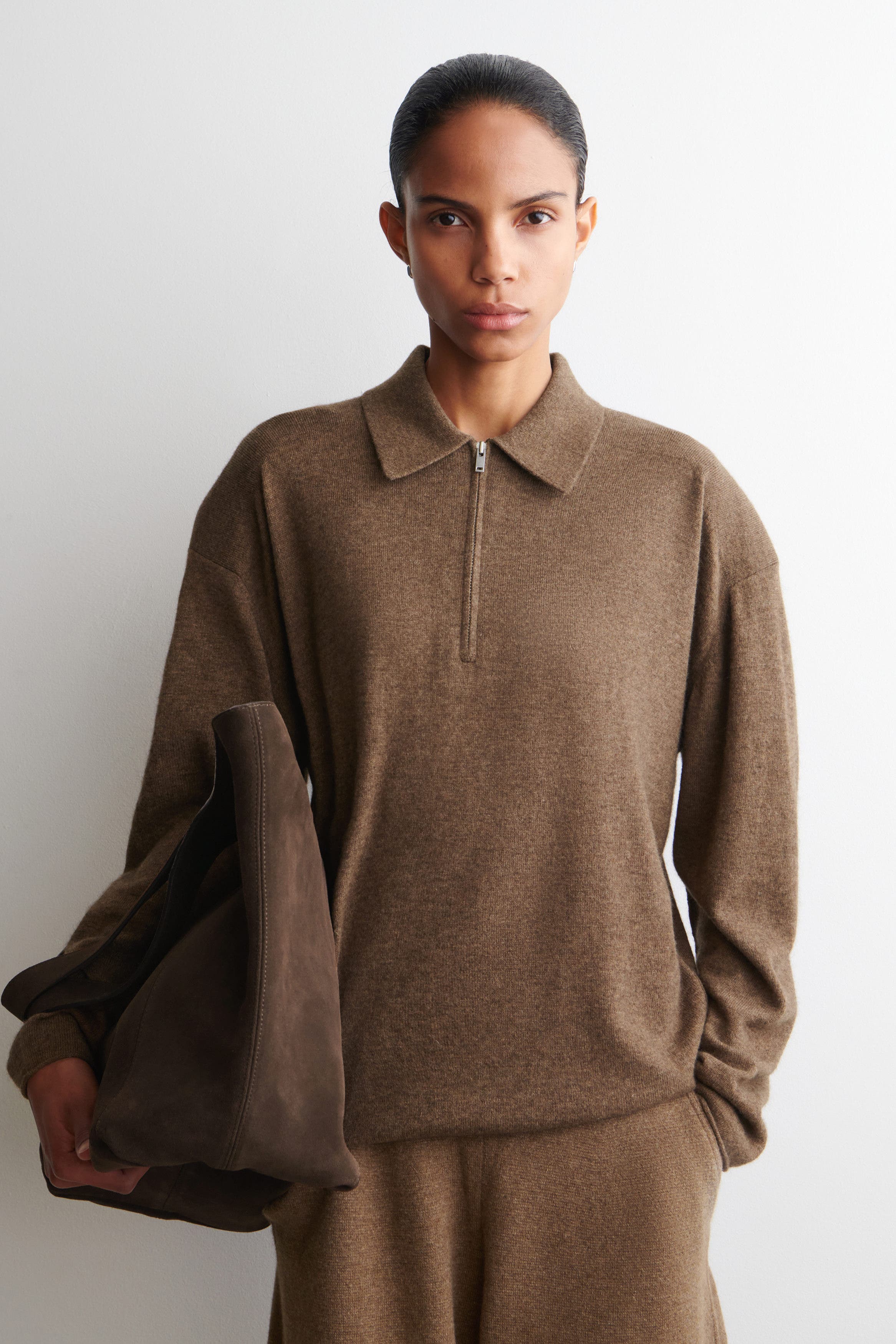 Merino Wool-Yak Zip-Up Polo Shirt - image 3
