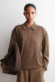 COS Merino Wool-Yak Zip-Up Polo Shirt