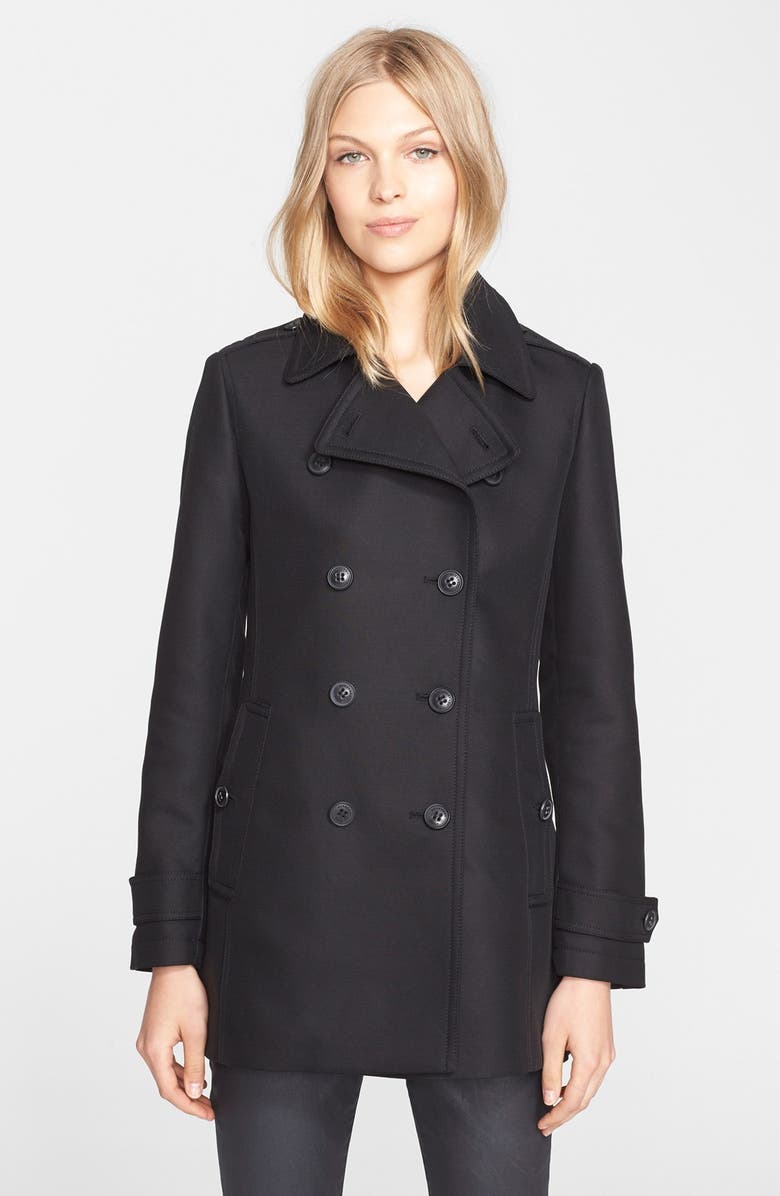 Burberry Brit 'Needlethorpe' Pleat Back Peacoat, Main, color,