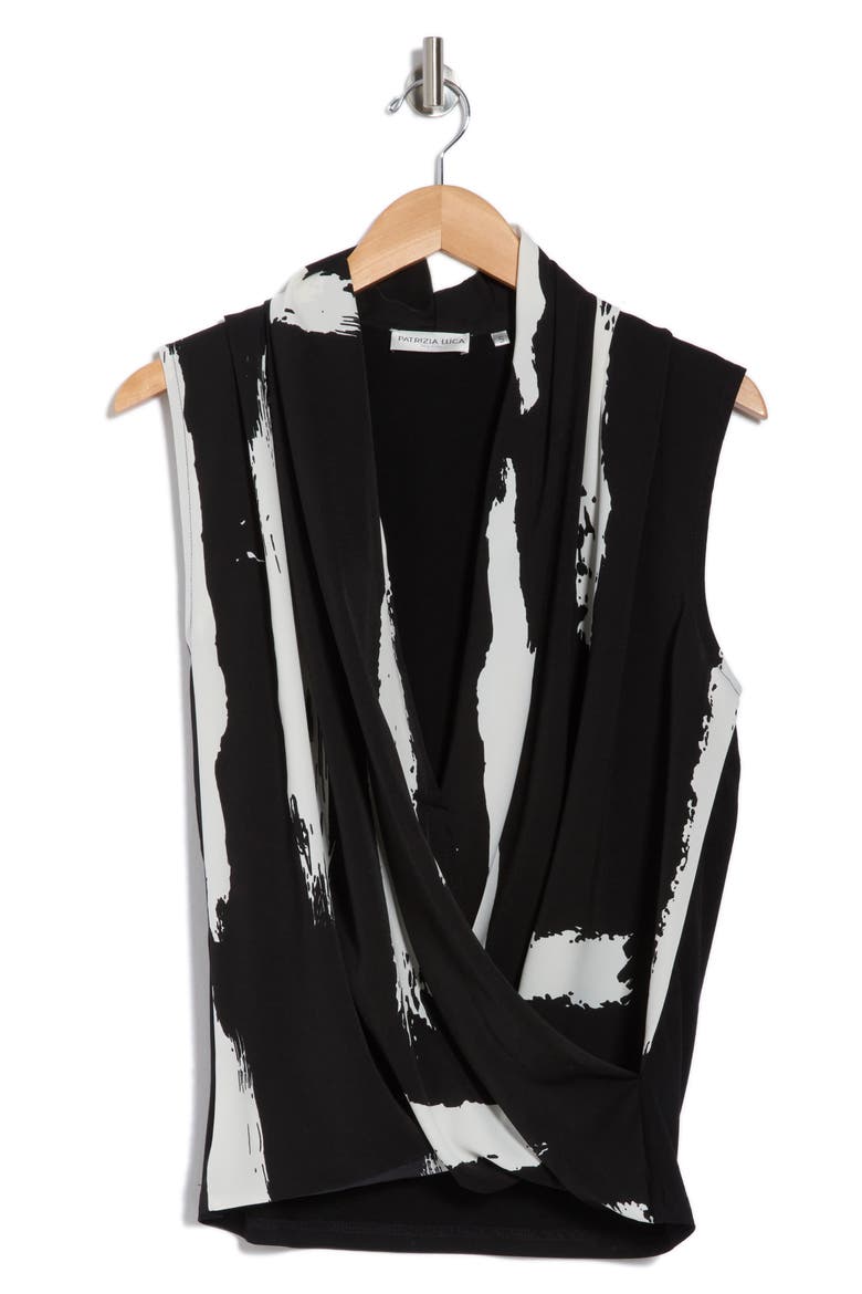Drape Surplice Sleeveless Top, Alternate, color, BLACK