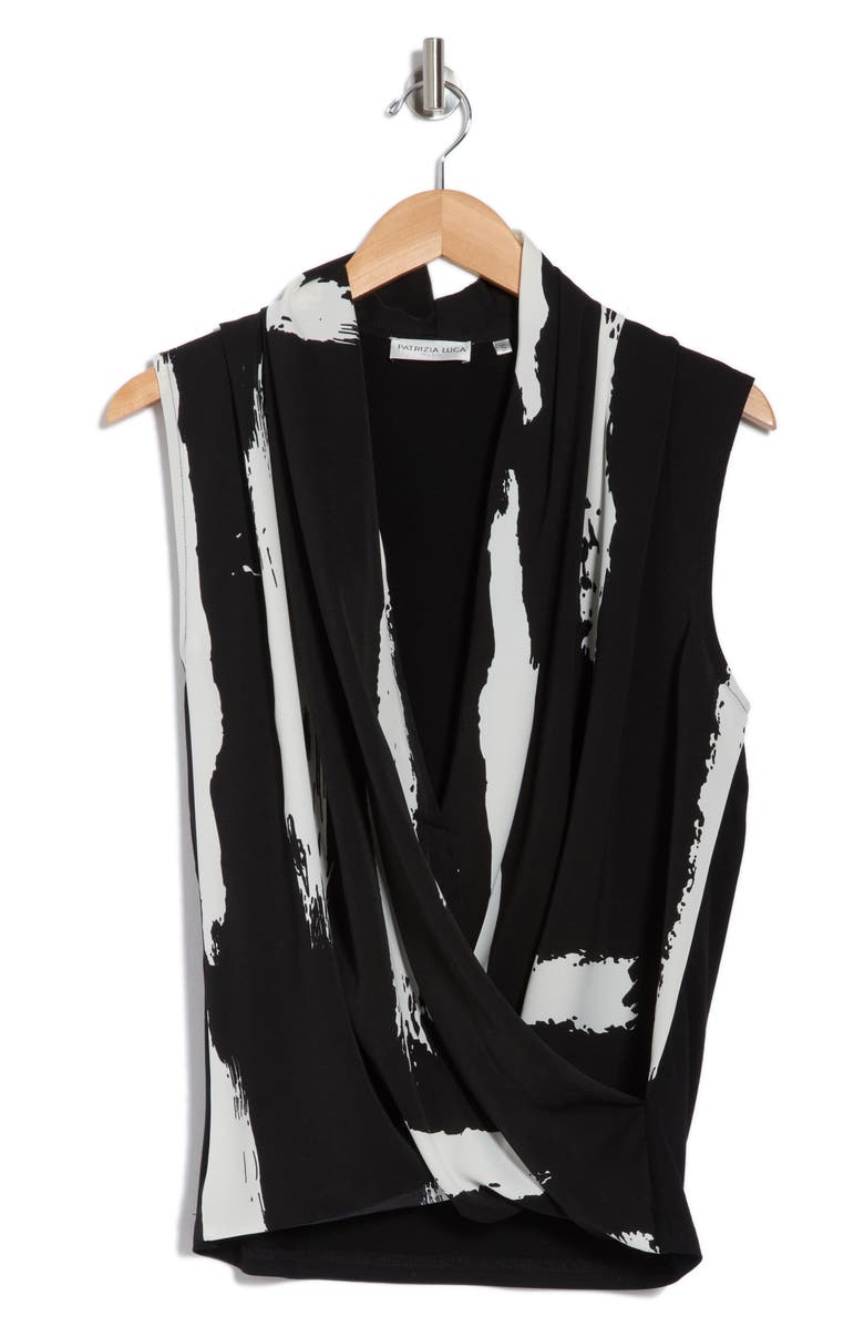 PATRIZIA LUCA Drape Surplice Sleeveless Top, Alternate, color, Black