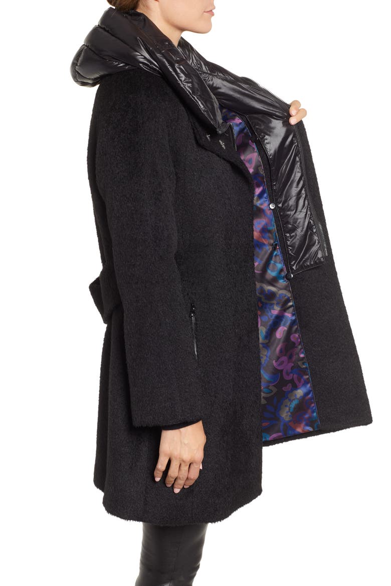 Coat with Hooded Bib, Alternate, color, BLACK