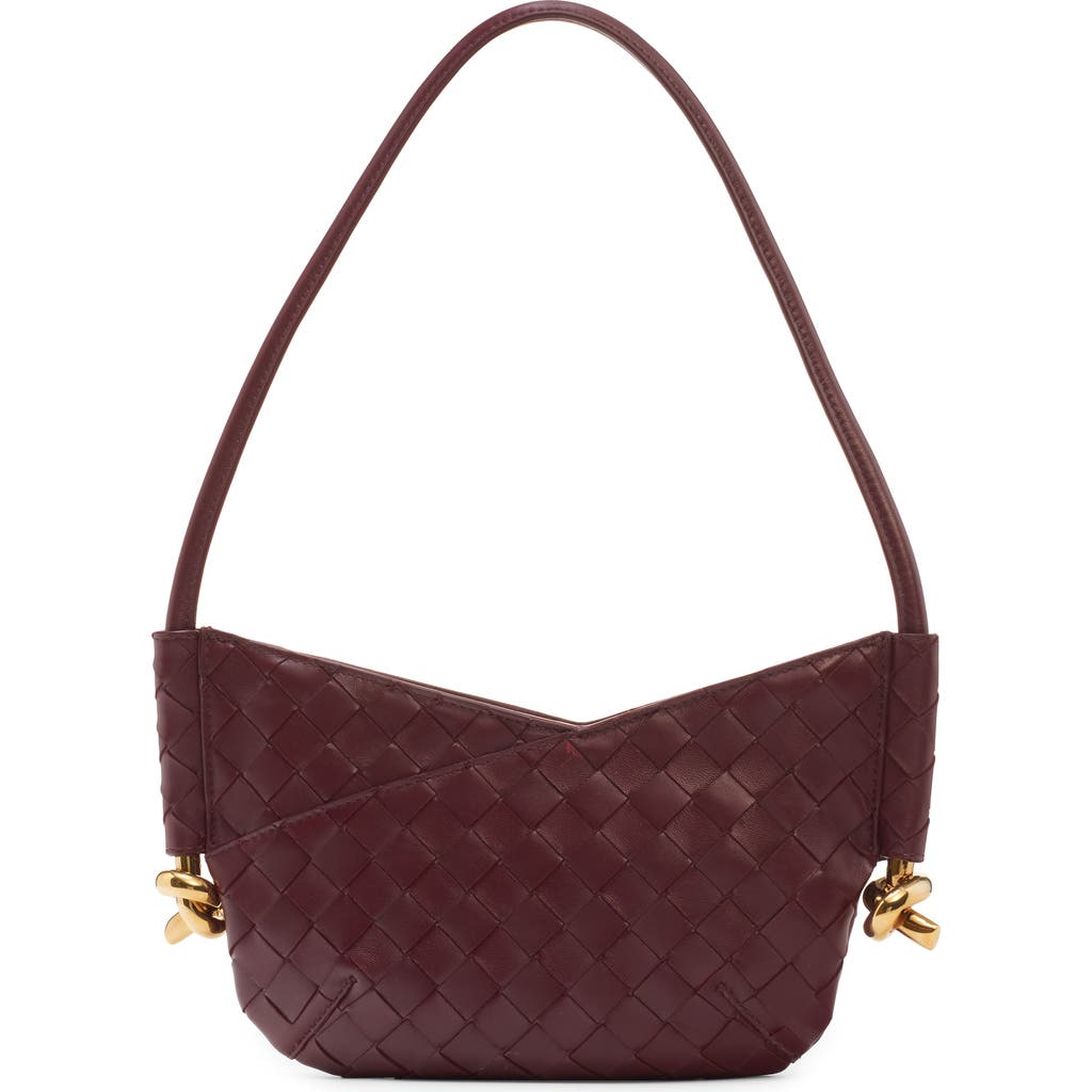 Shop Bottega Veneta Mini Solstice Intrecciato Leather Hobo Bag In 2250 Barolo-m Brass