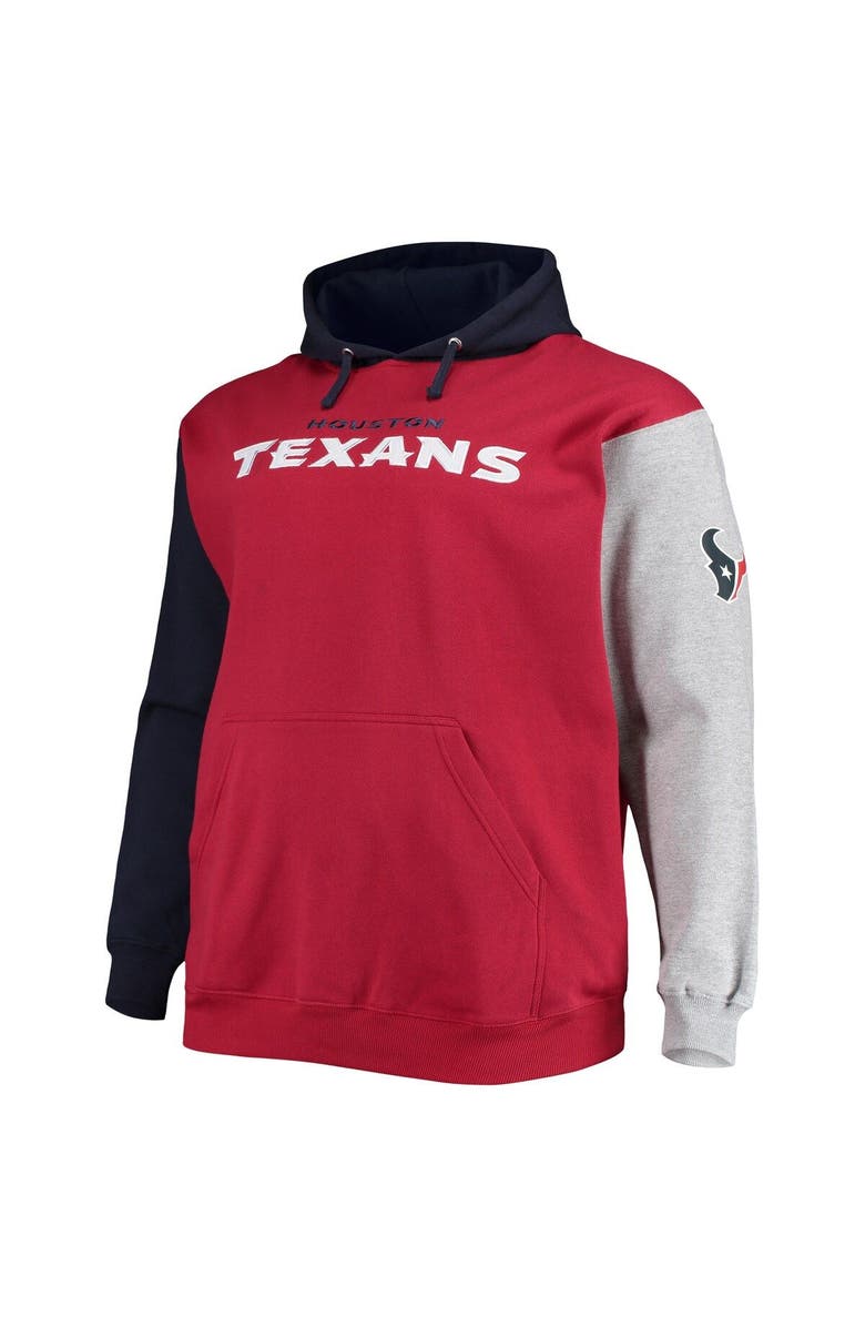 PROFILE Men's Navy/Red Houston Texans Big & Tall Pullover Hoodie, Alternate, color, 