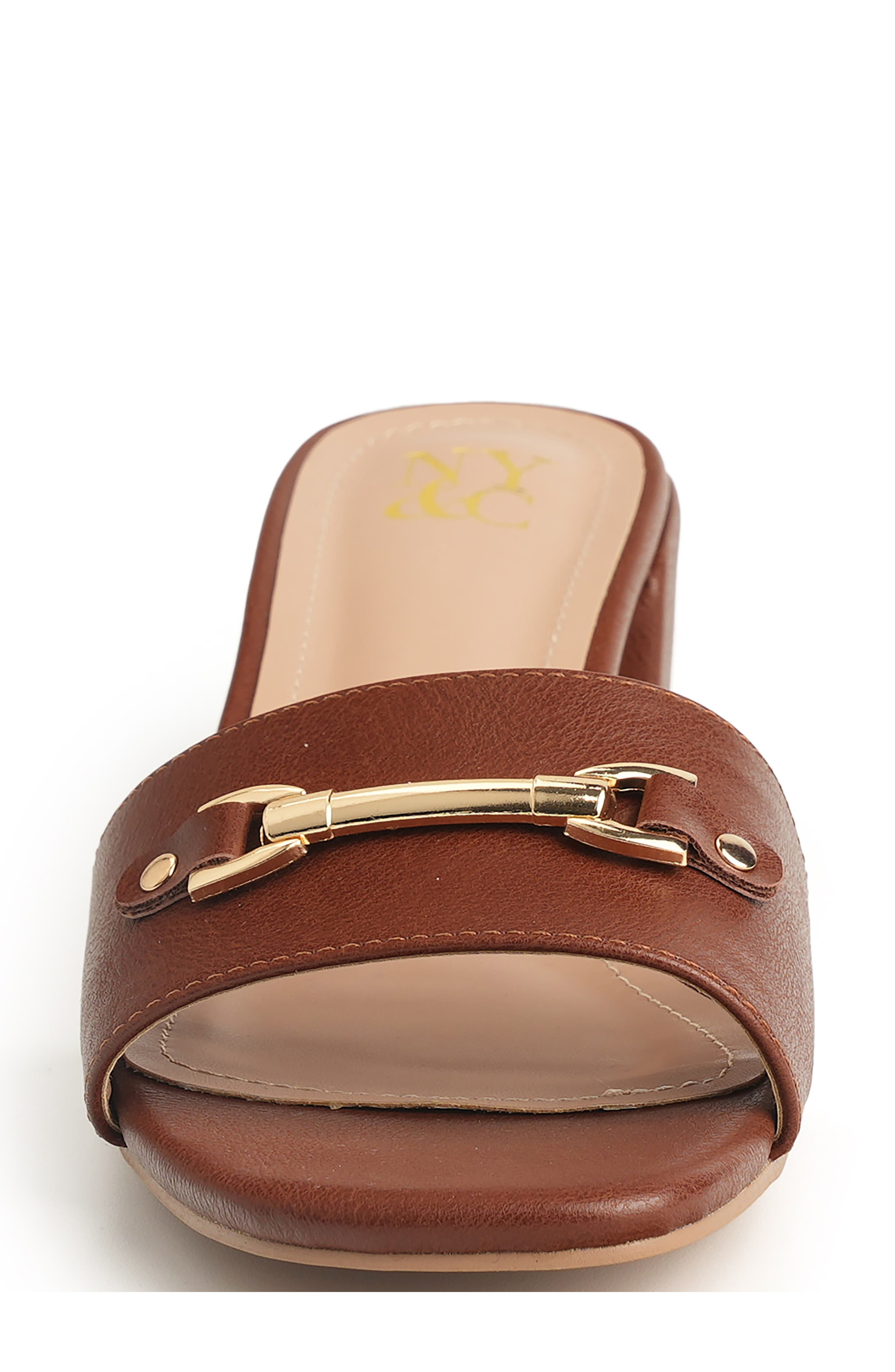 NEW YORK AND COMPANY Maxine Bit Slide Sandal, Alternate, color, Cognac/Brown