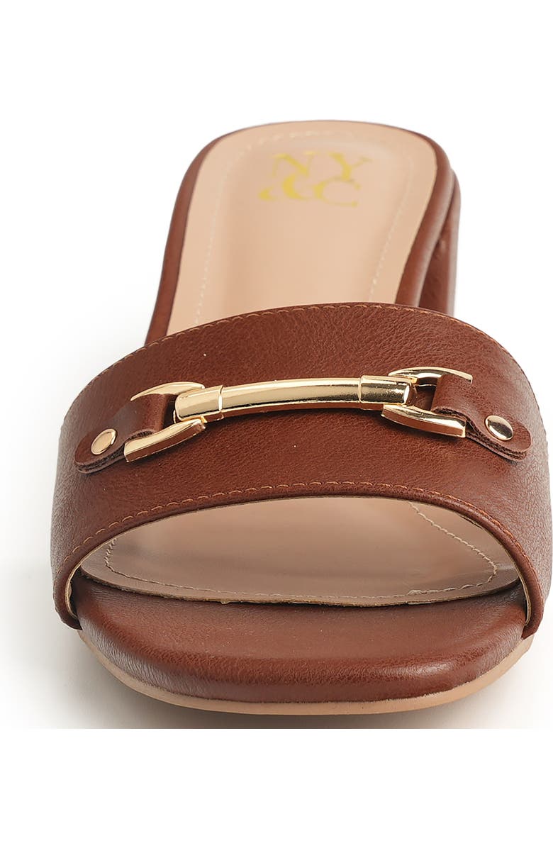 NEW YORK AND COMPANY Maxine Bit Slide Sandal, Alternate, color, Cognac/Brown