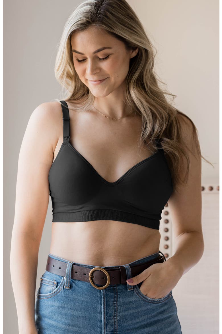 Busty Contour Hands-Free Pumping & Nursing Bra-  Sizing Options Available in E-H Cup, Alternate, color, Black