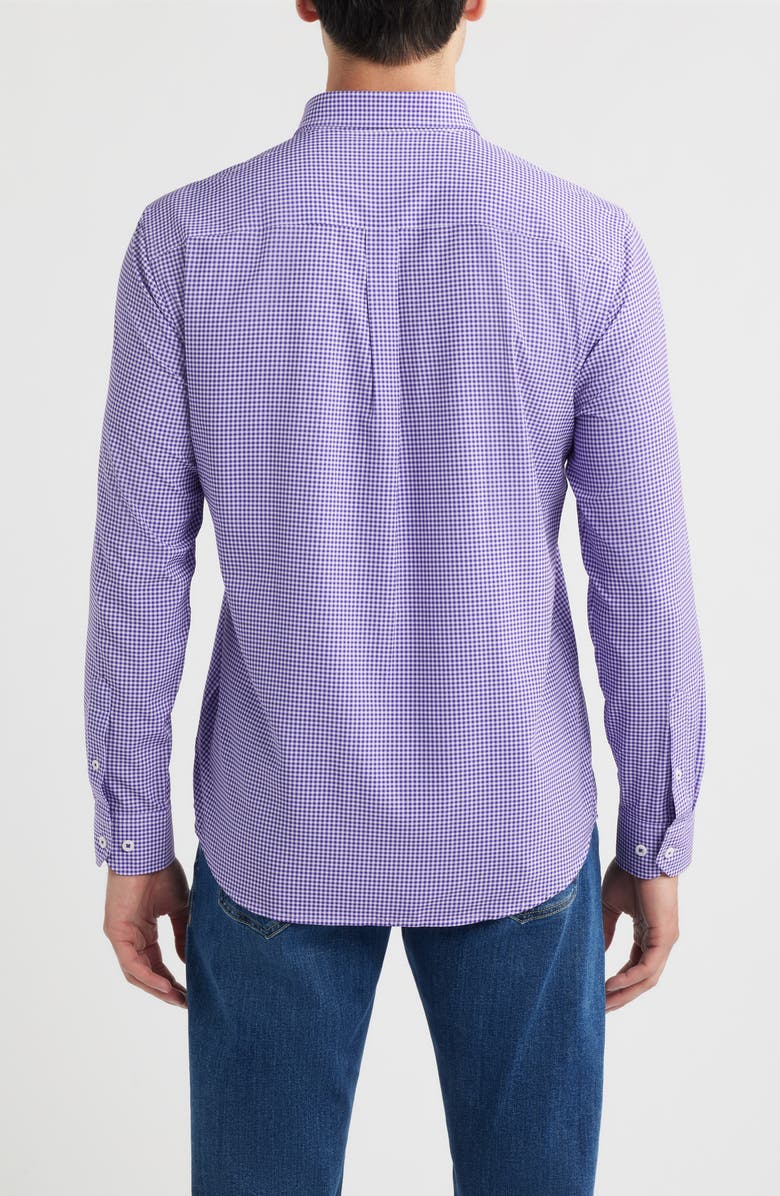 Johnston & Murphy XC+<sup>™</sup> Performance Game Day Gingham Button-Down Shirt, Alternate, color, Purple