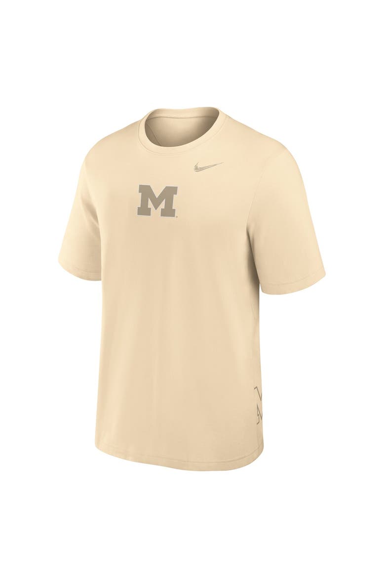 Men's Nike Cream Michigan Wolverines Primary Statement Two-Hit Performance T-Shirt, Alternate, color, Cream