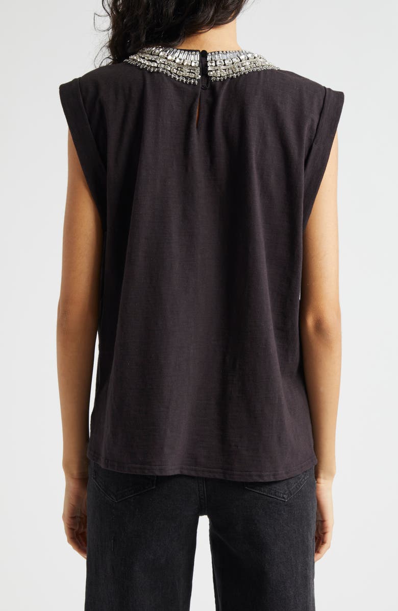 Cinq à Sept Bella Rhinestone Detail Cotton Top, Alternate, color, Black