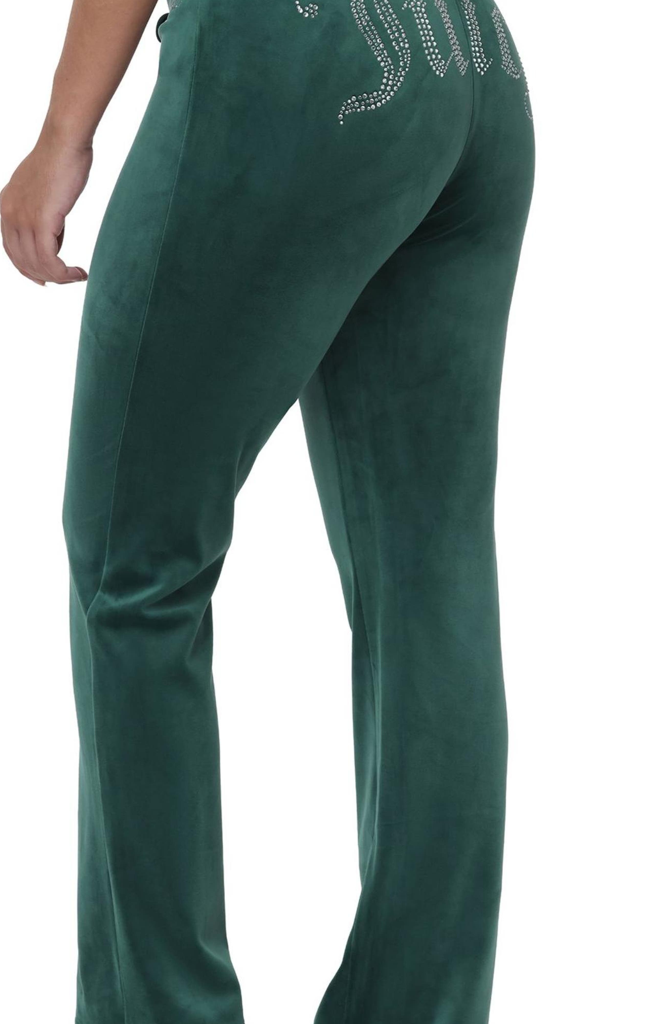 Juicy Couture Rib Waist Velour Track Pants With Rhinestone Bling, June ...