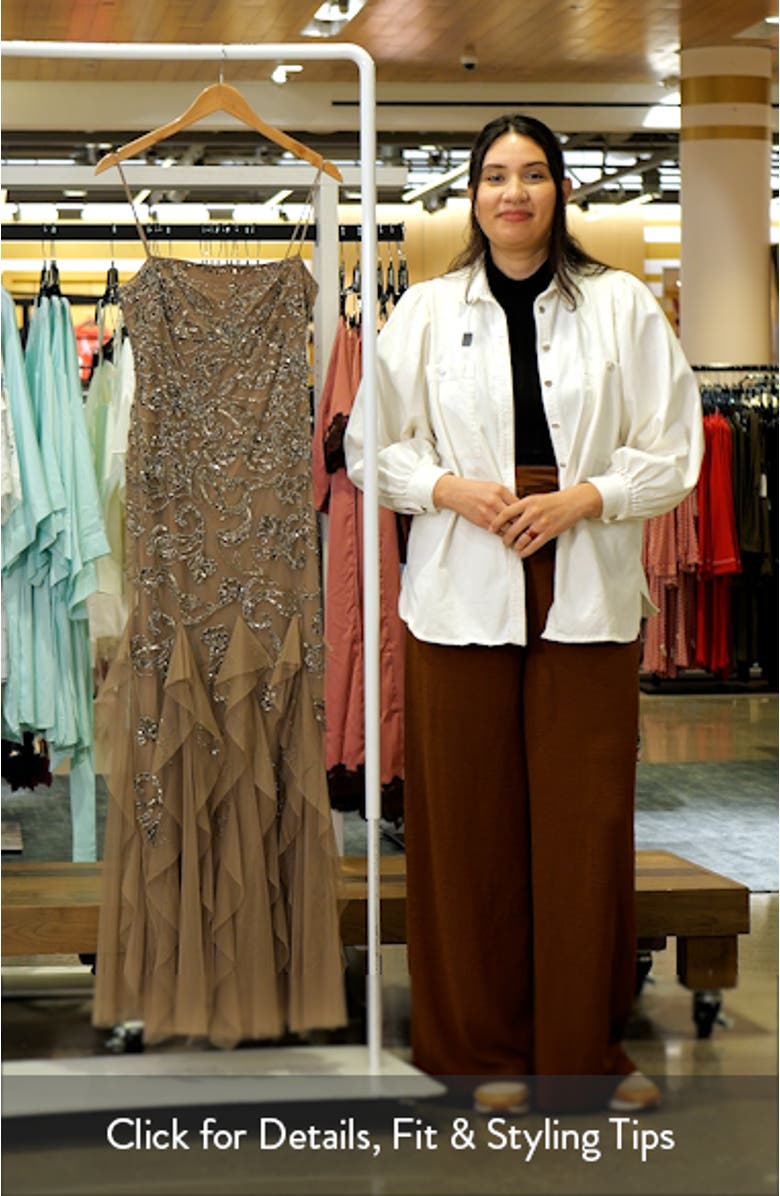 Ruffle Paisley Beaded Gown, sales video thumbnail