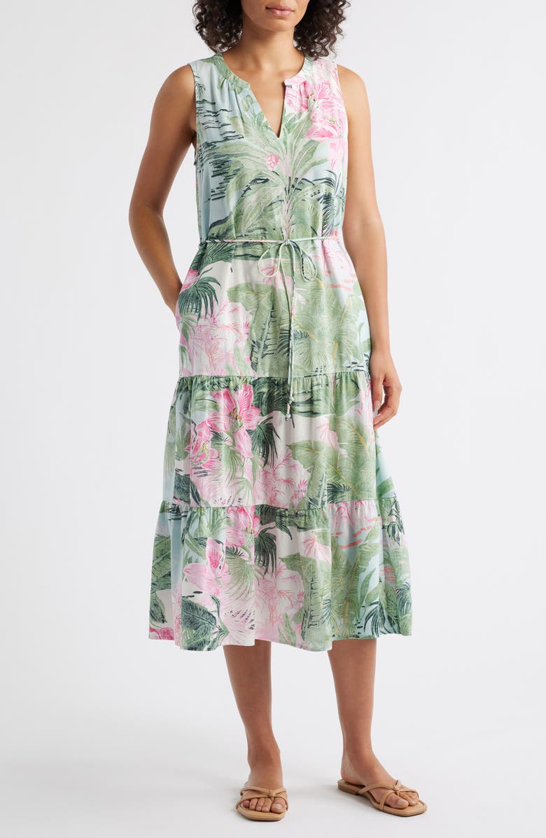 Tommy Bahama Garden Villa Floral Linen Blend Midi Dress, Main, color,