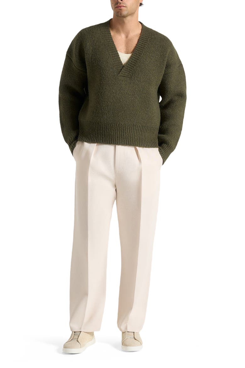Chad V-Neck Wool Knit Jumper, Alternate, color, Deep Olive