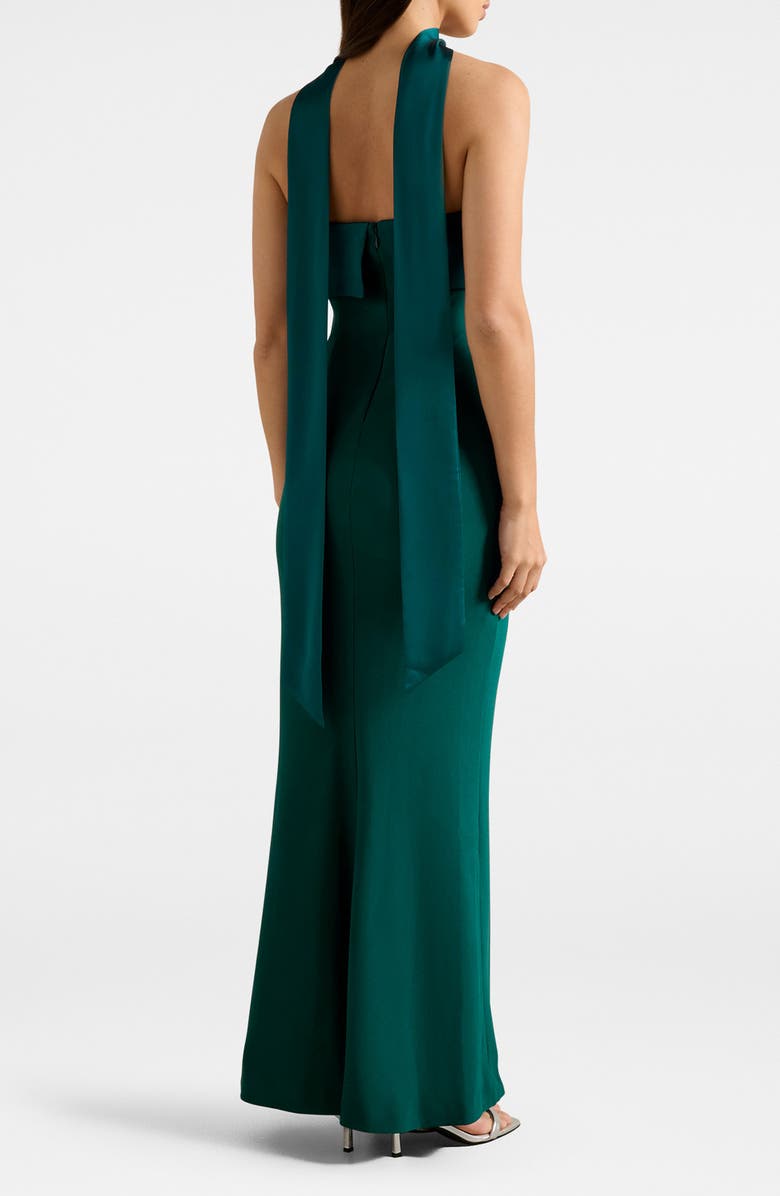 Ever New Odelia Strapless Satin Mermaid Gown & Scarf Set, Alternate, color, Emerald Green