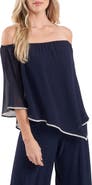 Chaus Rhinestone Trim Sheer Poncho