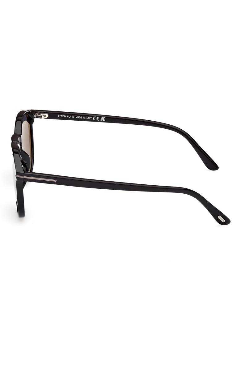 TOM FORD 53mm Round Sunglasses, Alternate, color, Shiny Black / Smoke Polarized