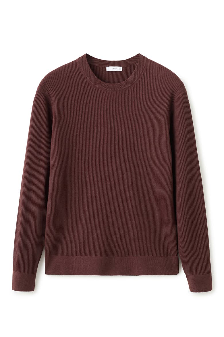 Fine Rib Cotton Blend Sweater, Alternate, color, BURGUNDY