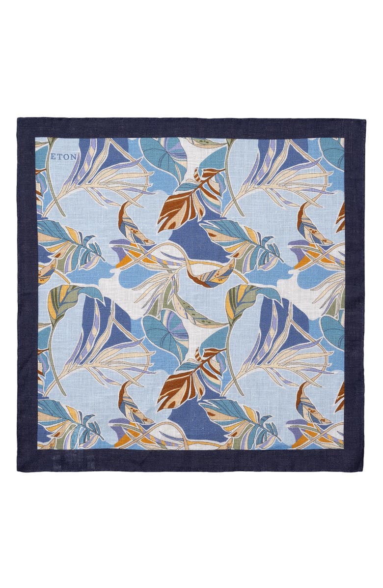 Eton Tropical Linen Pocket Square, Alternate, color, Light Blue