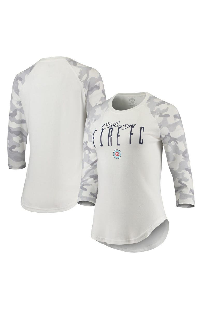 CONCEPTS SPORT Women's Concepts Sport Cream/Gray Chicago Fire Composite 3/4-Sleeve Raglan Top, Main, color, 