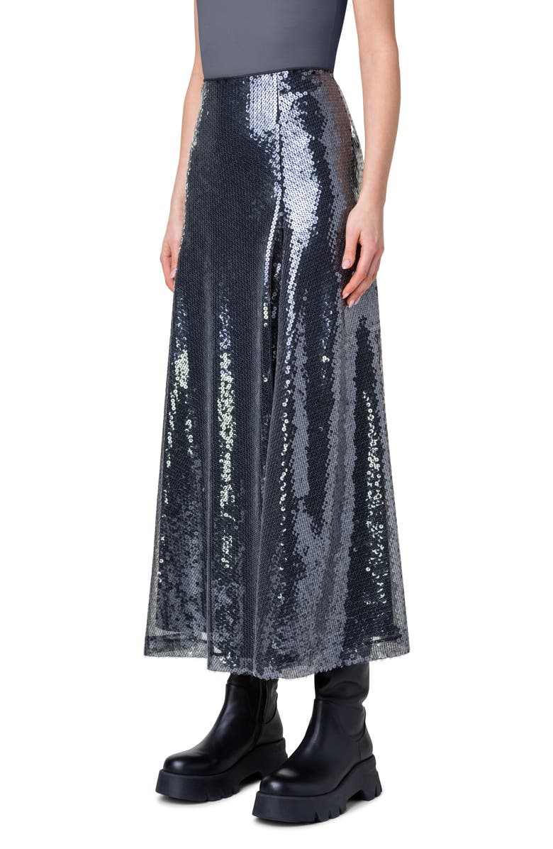 Akris Sequin A-Line Skirt, Alternate, color, 009 Black