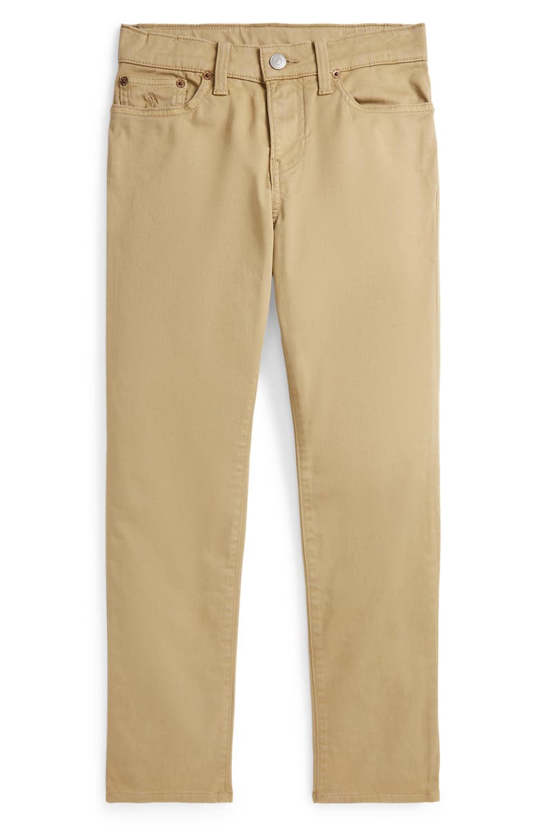 Polo Ralph Lauren Kids' 5-Pocket Cotton Stretch Sateen Pants, Main, color, Khaki