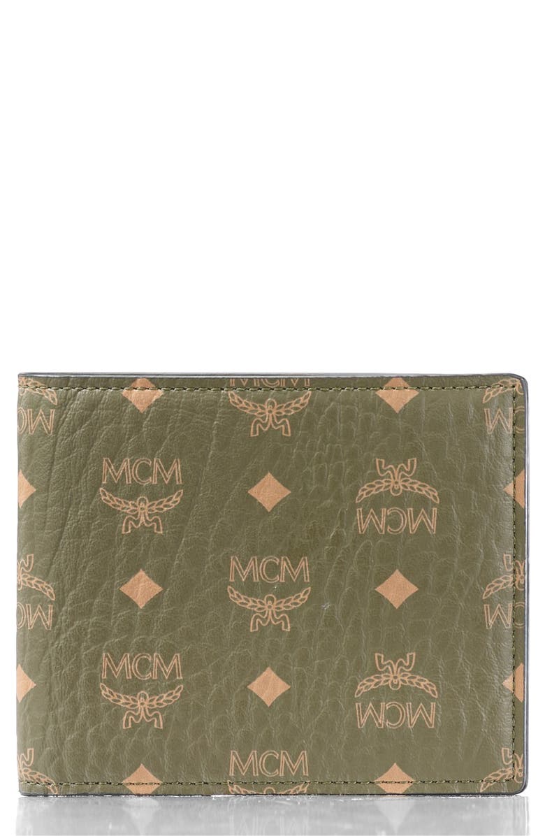 MCM Visetos Original Coated Canvas Bifold Wallet, Main, color, Sea Turtle