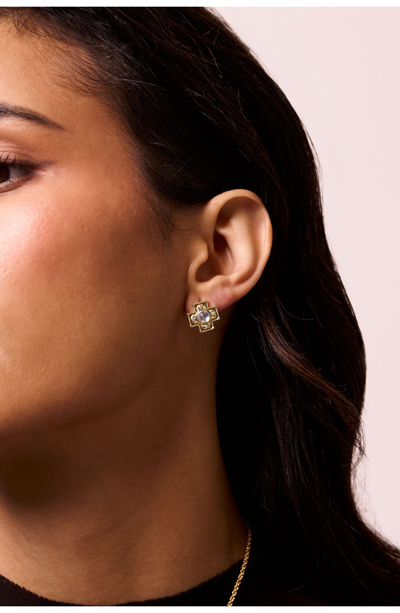 Electric Picks Chambers Vintage Cross Earrings, Alternate, color, Gold