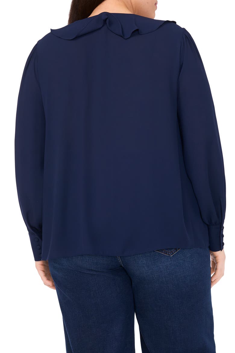Ruffle Tie Neck Top, Alternate, color, CLASSIC NAVY