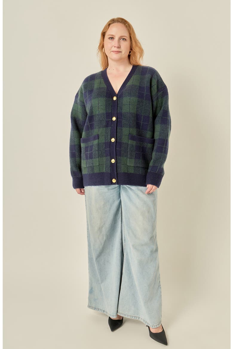 Check Cardigan, Alternate, color, GREEN MULTI