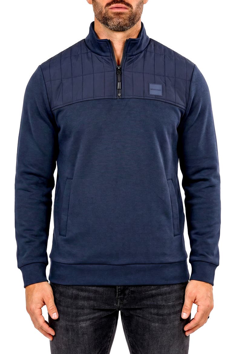 Mercerized Cotton Quarter Zip Pullover, Main, color, BLUE