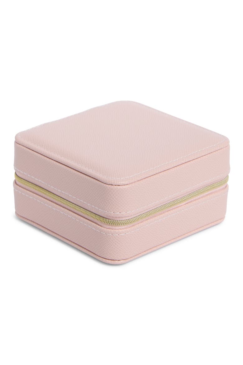 Square Zip Jewelry Box, Main, color, ROSE