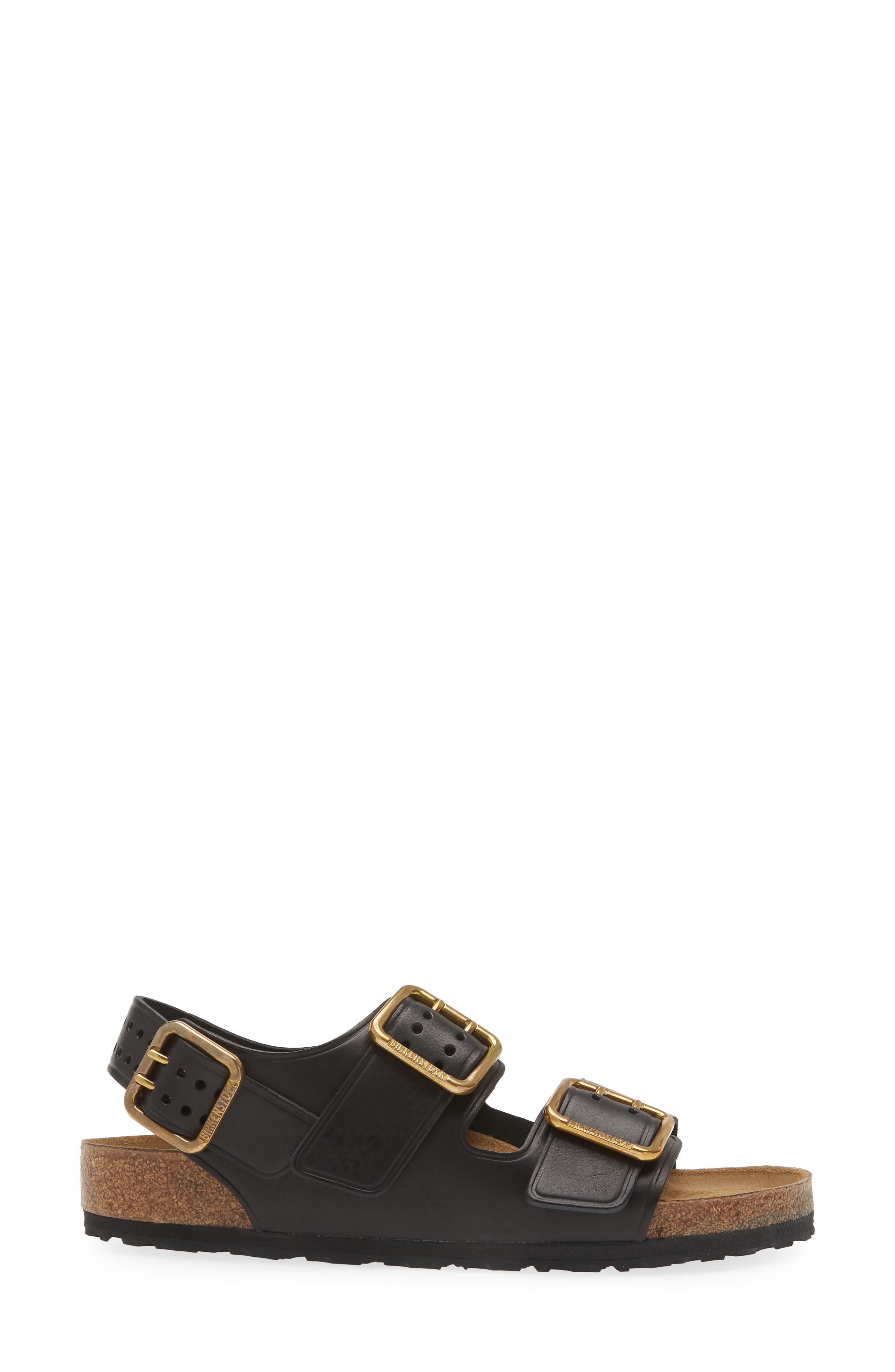 Birkenstock Milano Bold Buckle Sandal, Alternate, color, Black