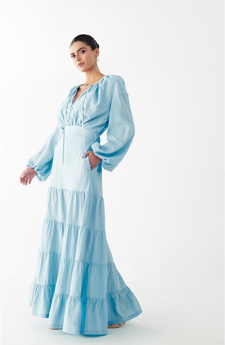 WILLA Golden Maxi Dress, Alternate, color, Sky Blue