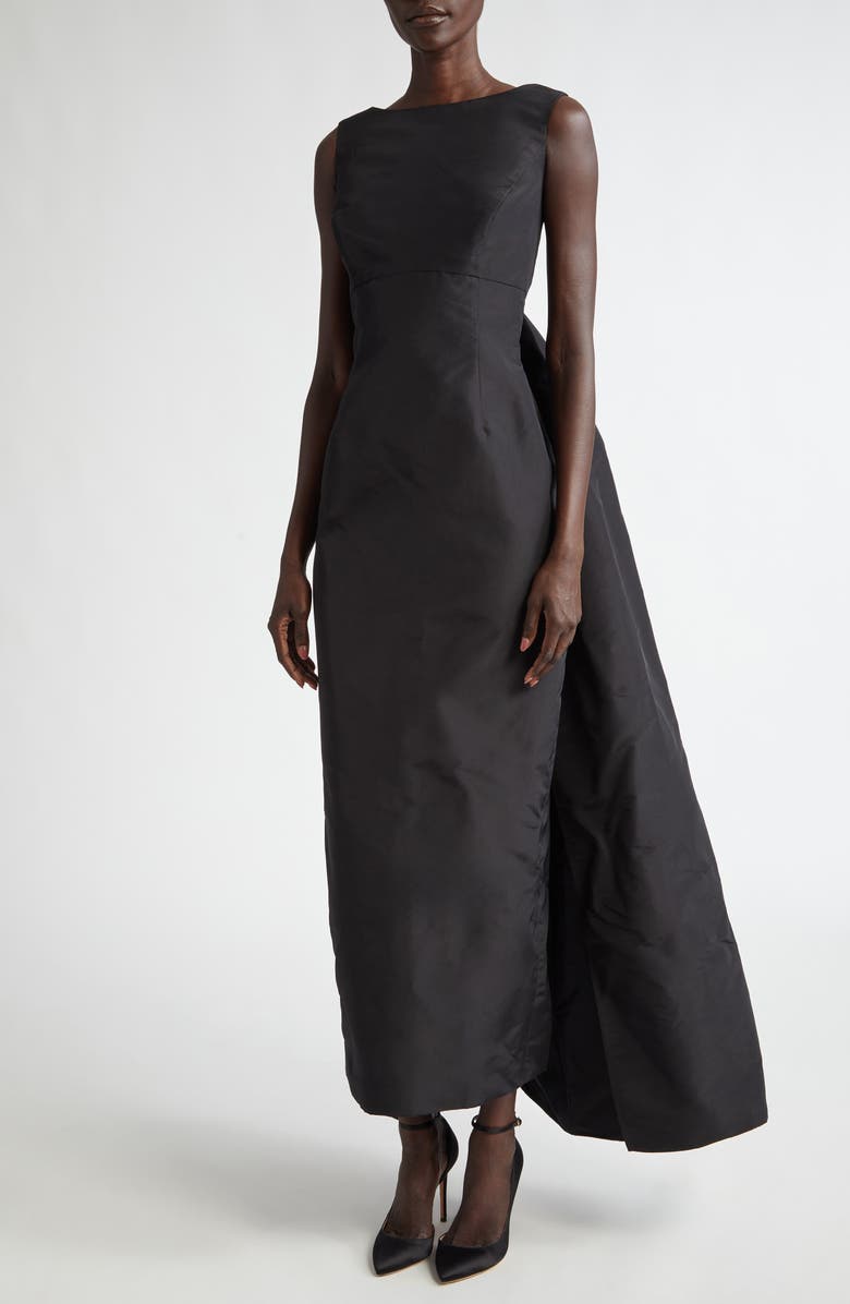 Oscar de la Renta Watteau Silk Satin Gown, Main, color, 