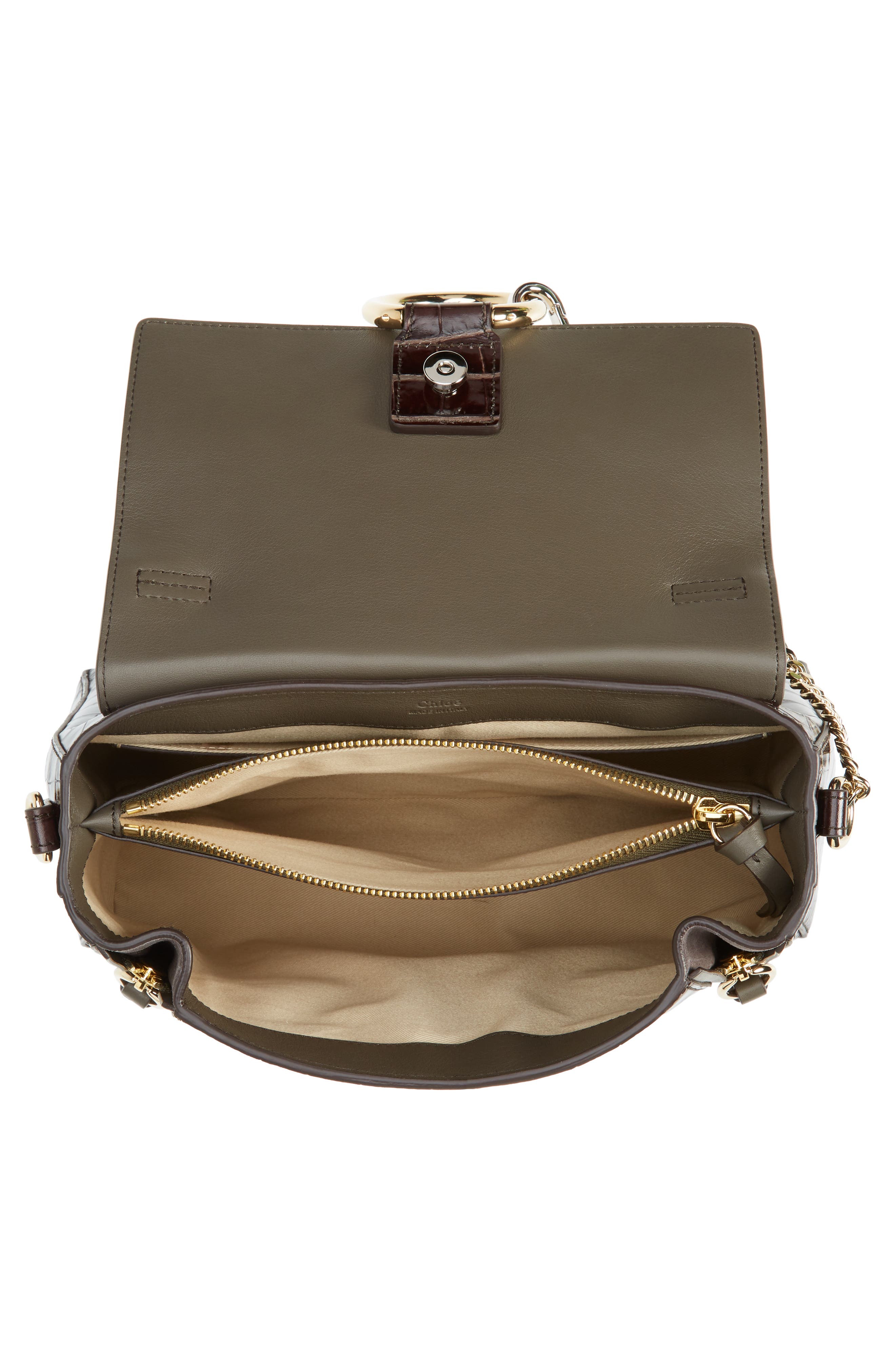 Chloé Medium Faye Day Croc Embossed Leather Shoulder Bag, Alternate, color, 