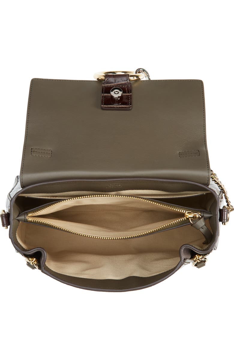 Chloé Medium Faye Day Croc Embossed Leather Shoulder Bag, Alternate, color,