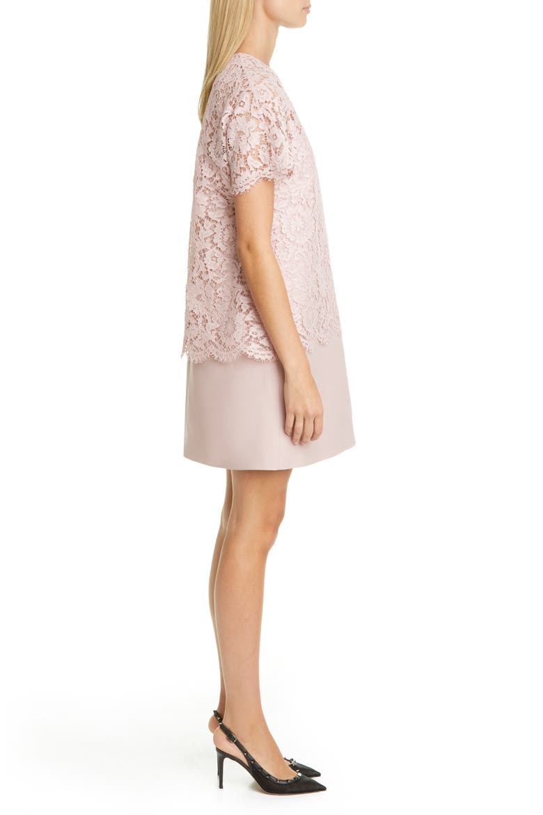 Lace & Crepe Couture Minidress, Alternate, color, SOFT PINK