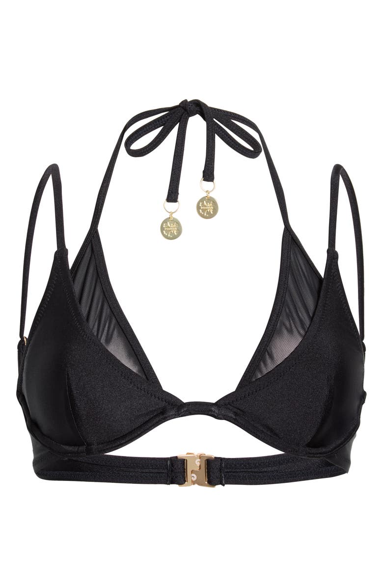 Kulani Kinis Layered Mesh Underwire Bikini Top, Alternate, color, Twilight Black