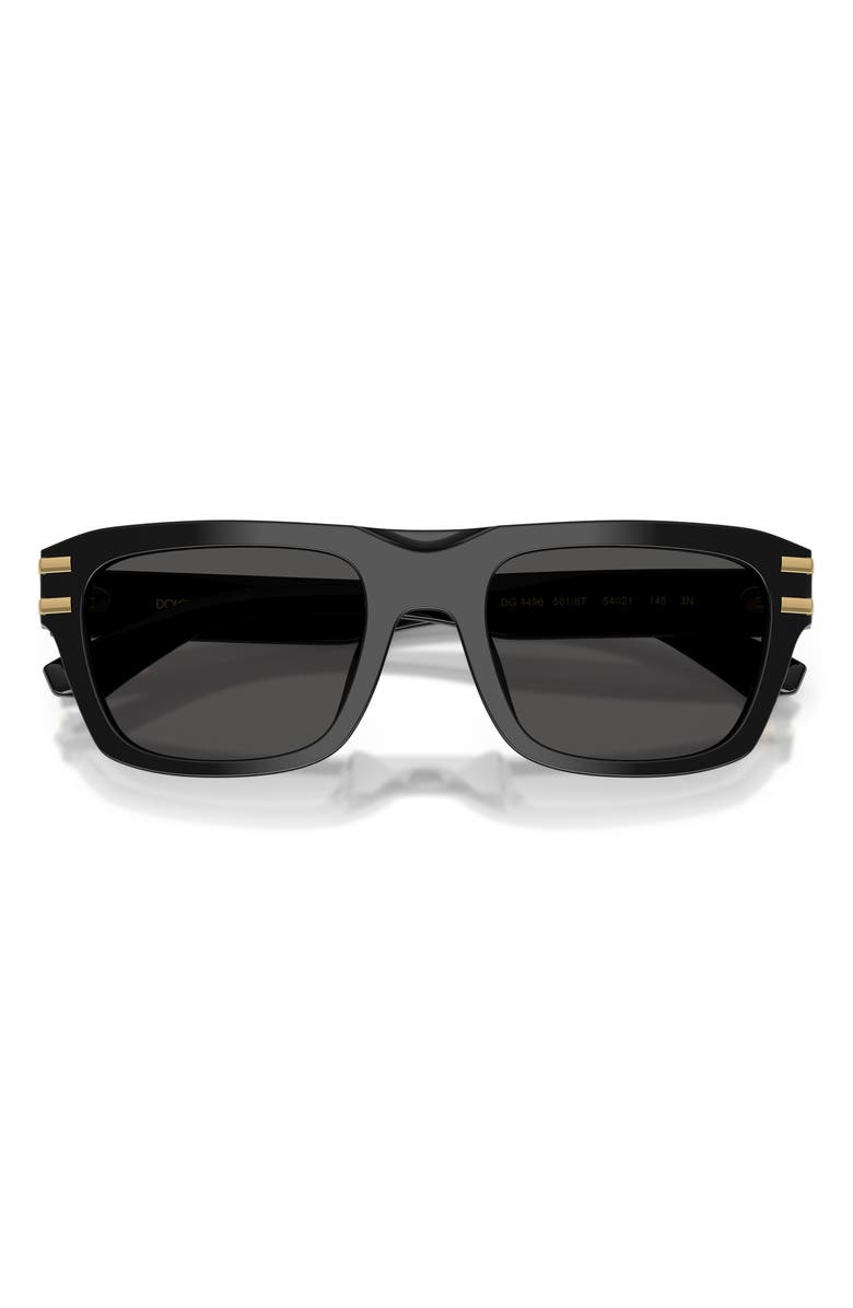 Dolce&Gabbana 54mm Rectangular Sunglasses, Alternate, color, Black / Dark Grey