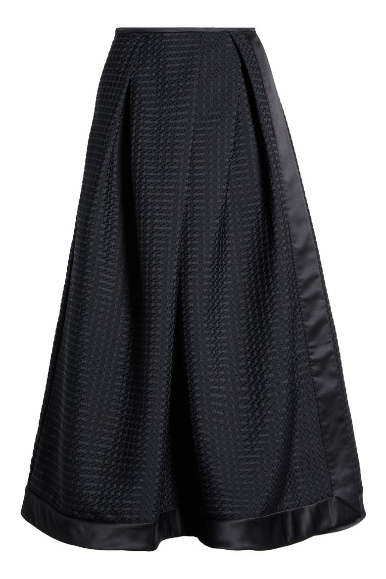 Pleated Jacquard Midi Skirt, Alternate, color, SOLID BLACK