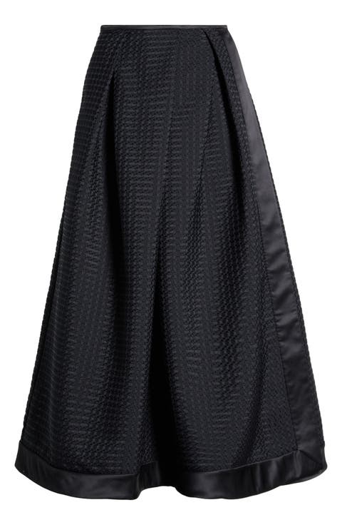 Pleated Jacquard Midi Skirt