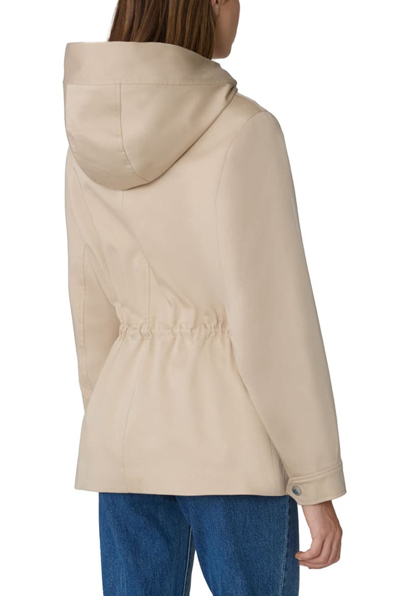 Avalynn Water Repellent Hooded Rain Coat, Alternate, color, ALMOND