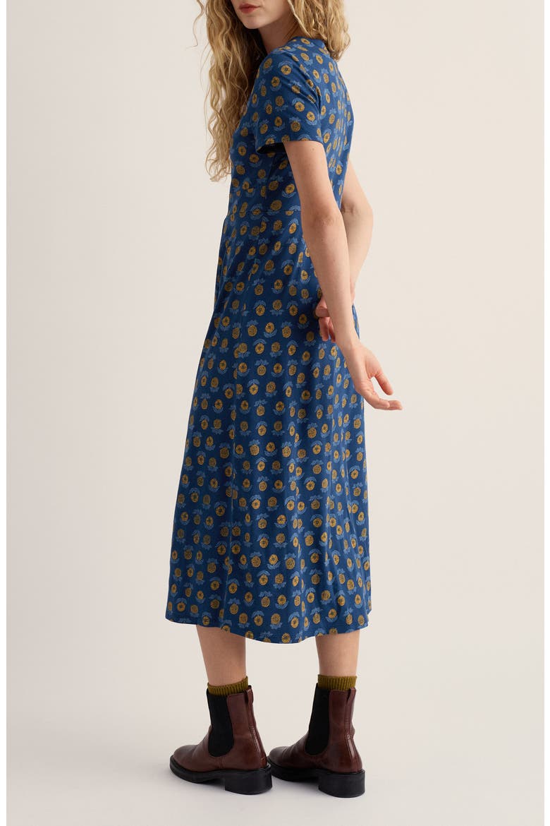 Seed Packet Stretch Organic Cotton Midi Dress, Alternate, color, MARIGOLD SKETCH MARINE
