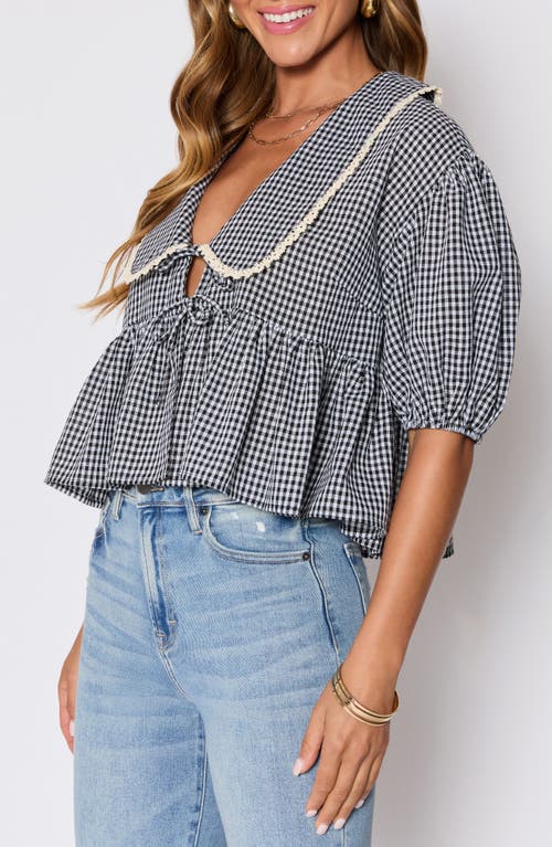 Vici Collection Hart Gingham Babydoll Crop Top In Blue