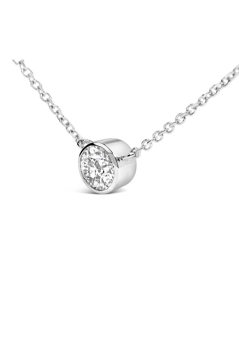 14K White Gold 1.00 Cttw Bezel Lab-Grown Diamond Solitaire Pendant Necklace, Alternate, color, White
