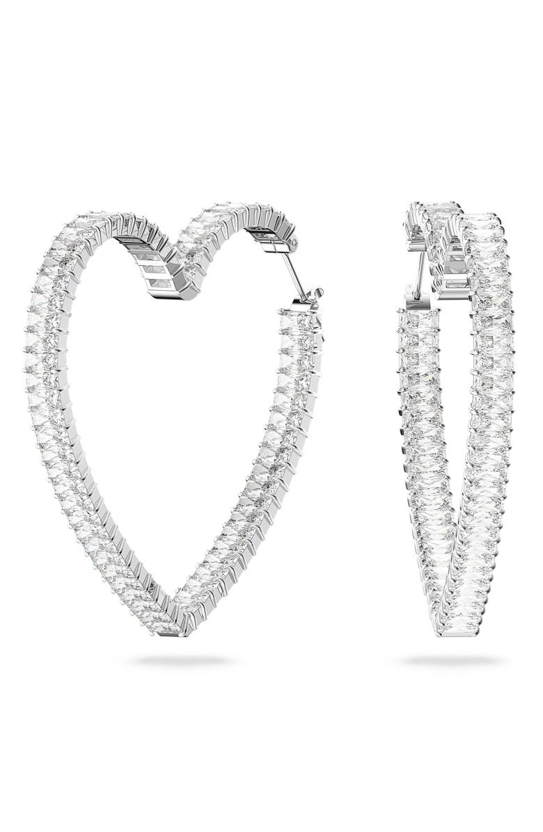Swarovski Matrix Crystal Heart Hoop Earrings, Main, color, 