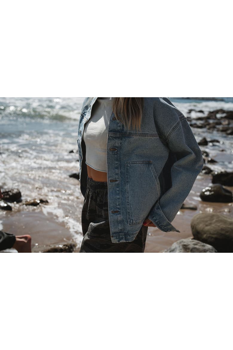 Gender Inclusive Denim Jacket, Alternate, color, Bleached Indigo