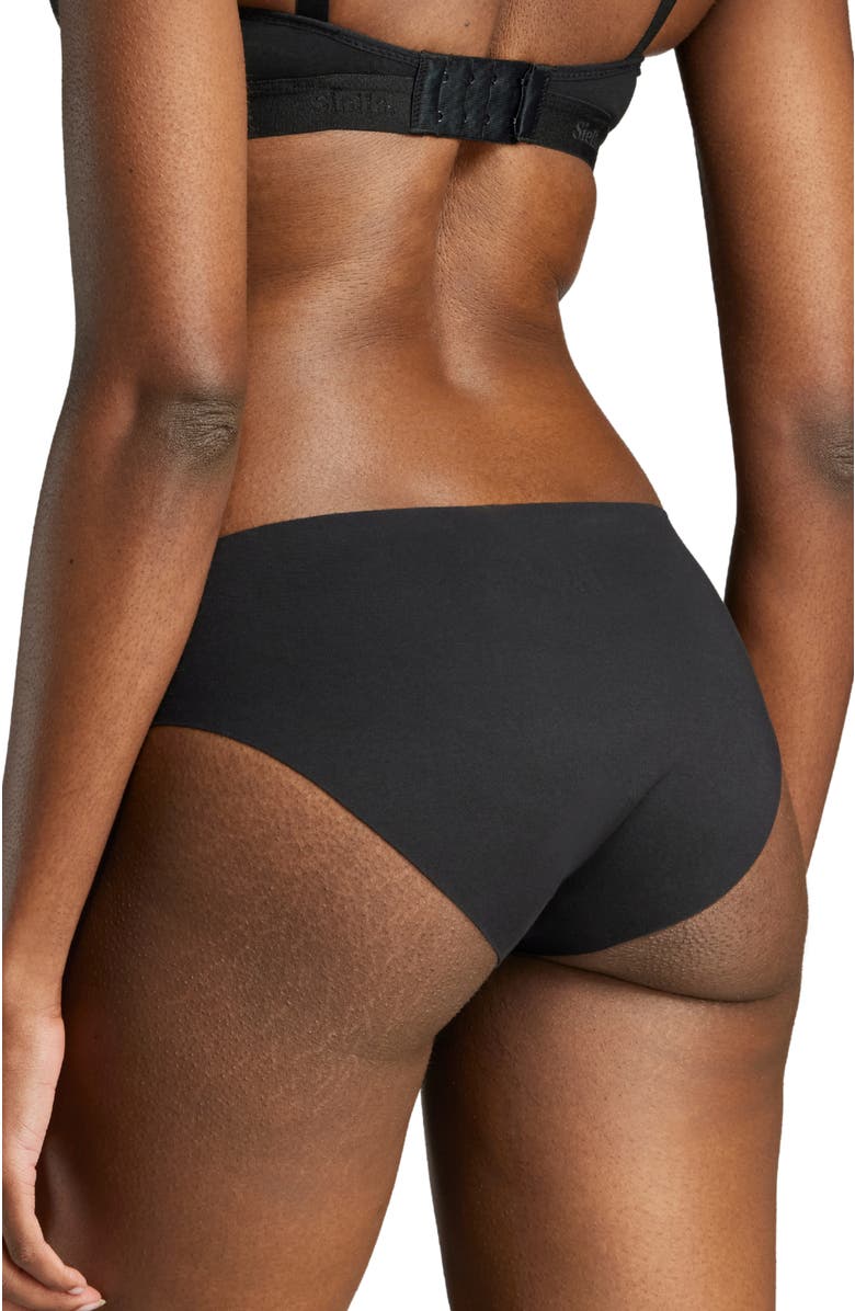 Siella Organic Cotton No-Show Bikini, Alternate, color, Black